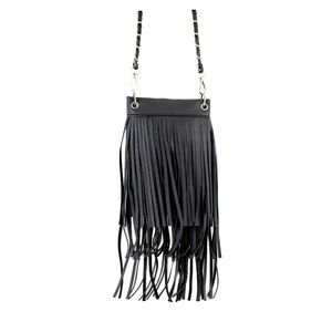 The‎ Chic bag, black fringe Crossbody bag purse with silver hardware